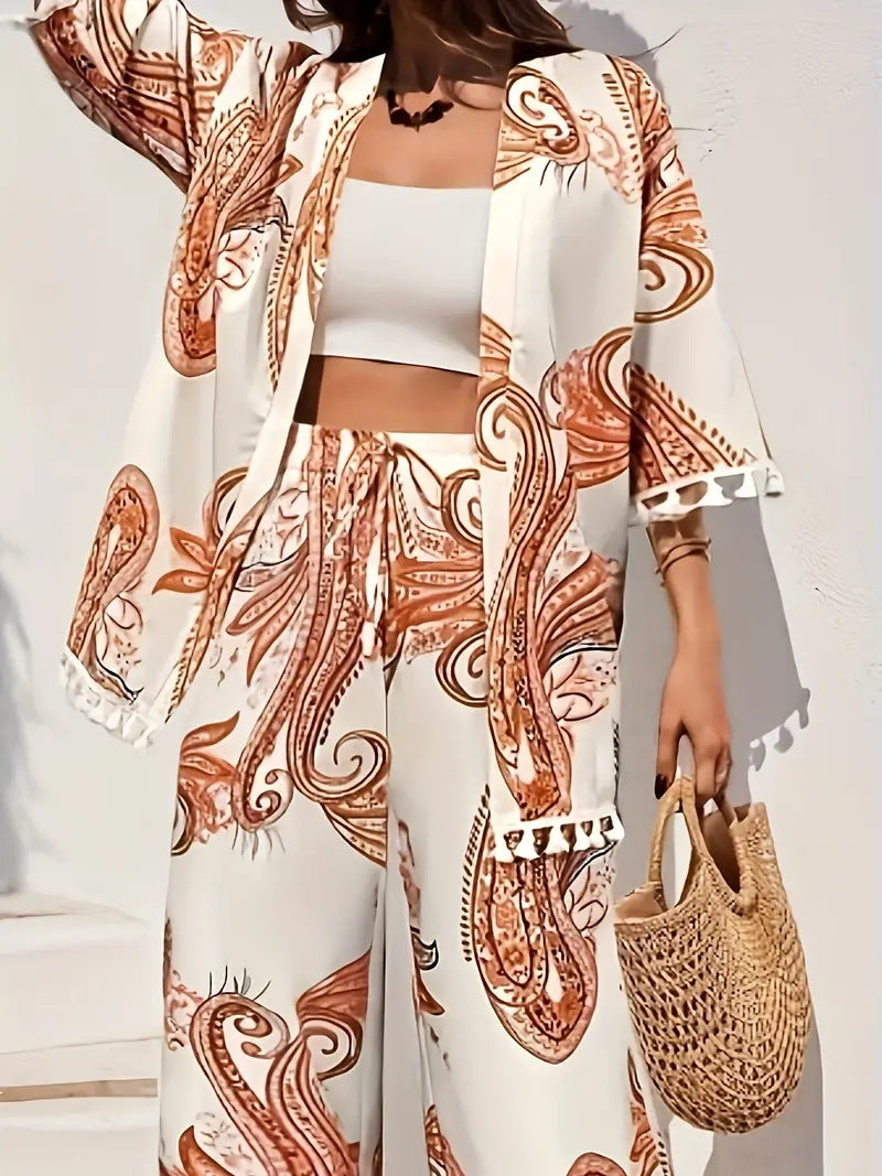 Chic Printed Sophie Laurie Cardigan Pants Set