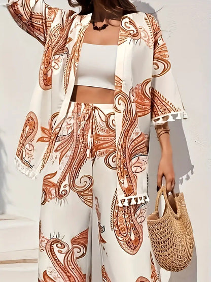 Chic Printed Sophie Laurie Cardigan Pants Set