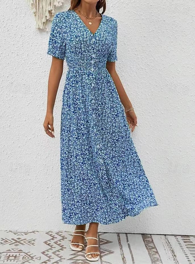 Elegant V-Neck Split Dress by Sophie Laurie