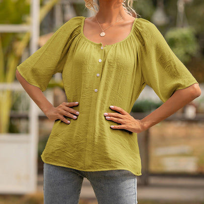 Chic Square Collar Top Sophie Laurie Short Sleeve