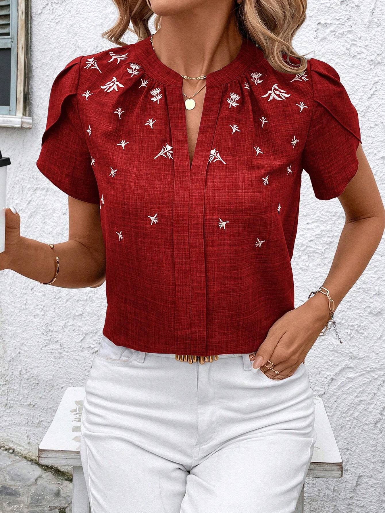 Chic Printed Blouse Sophie Laurie Shoulder Pleat Top