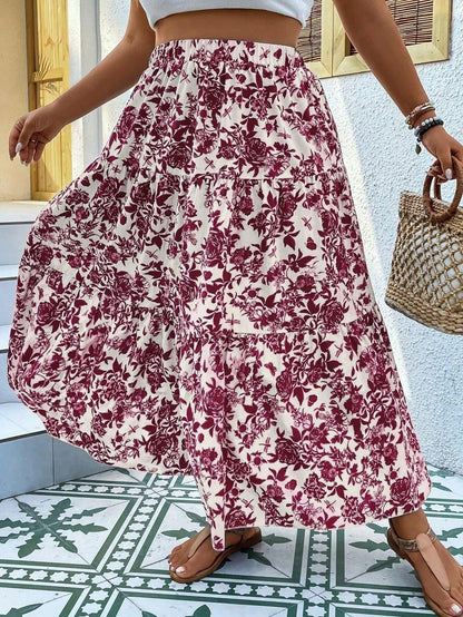 Floral Print Sophie Laurie Plus Size Maxi Skirt