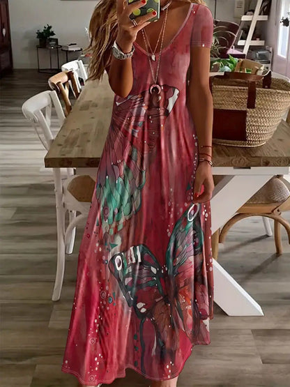 Bohemian Butterfly Print Sophie Laurie Maxi Dress
