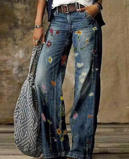Artistic Floral Wide Leg Pants by Sophie Laurie