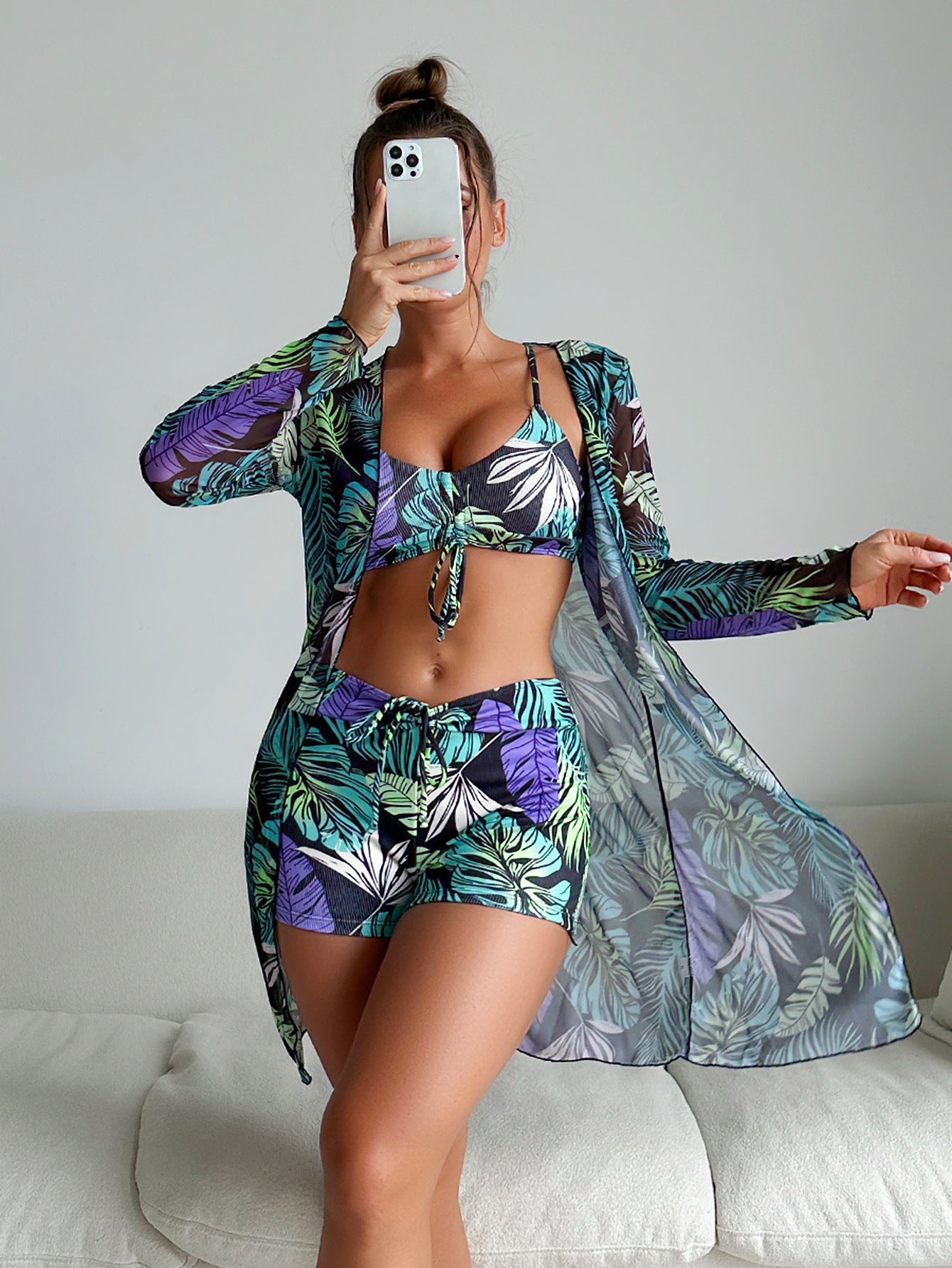 Vibrant Print Sophie Laurie Three-Piece Bikini Set