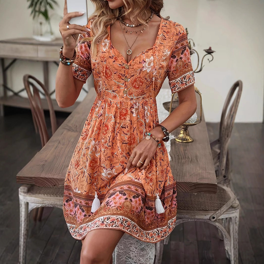 Boho Floral Sophie Laurie Summer A-Line Dress