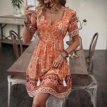 Boho Floral Sophie Laurie Summer A-Line Dress