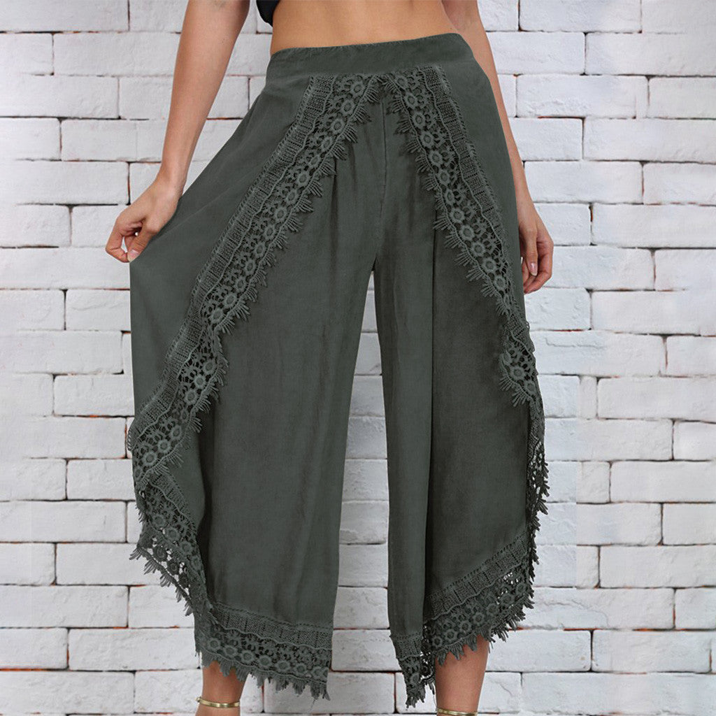 Elegant Wide-Leg Lace Pants by Sophie Laurie