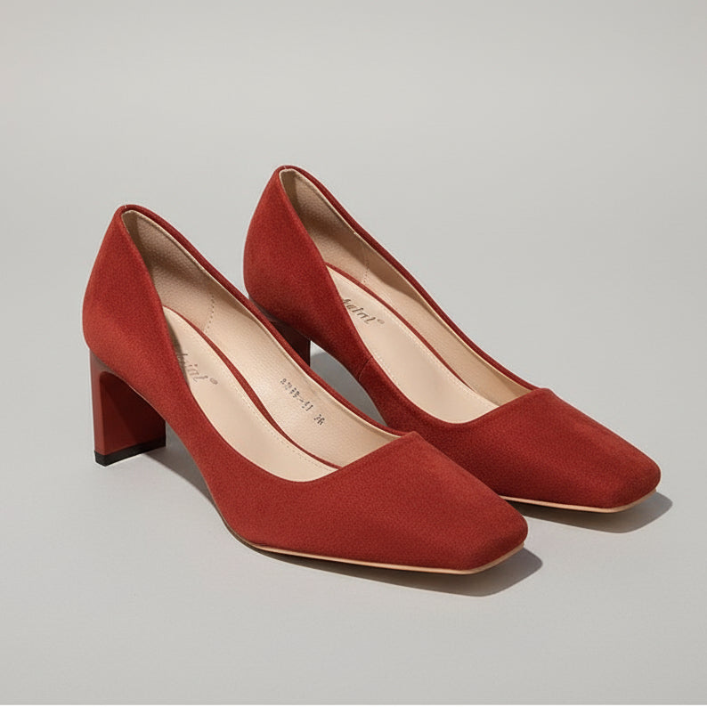 Chic Suede Square Toe Heels by Sophie Laurie