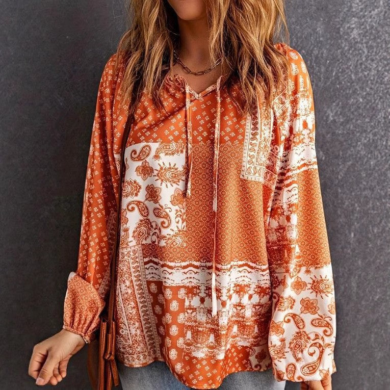 Boho Print Sophie Laurie Long Sleeve Blouse