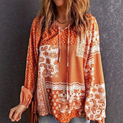 Boho Print Sophie Laurie Long Sleeve Blouse