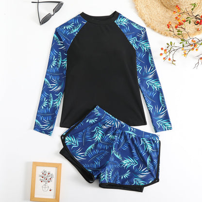 Leaf Print Sophie Laurie Long Sleeve Tankini Set