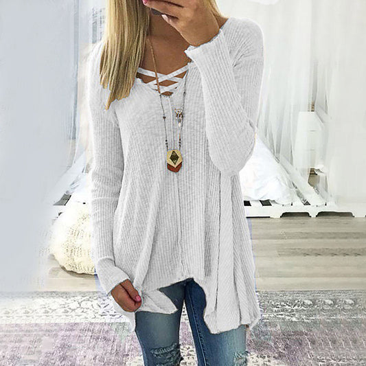 Elegant V-Neck Irregular Blouse by Sophie Laurie