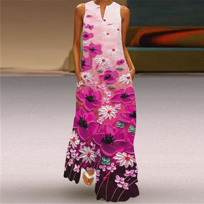 Vibrant Printed Maxi Dress Sophie Laurie Sleeveless