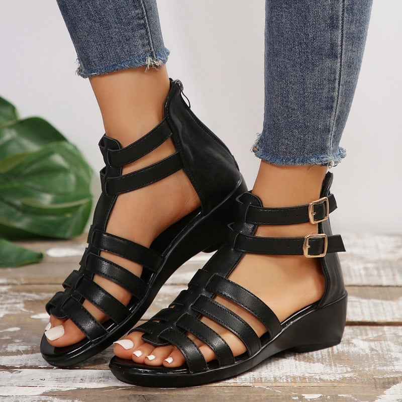 Chic Hollow-Out Wedge Sandals by Sophie Laurie