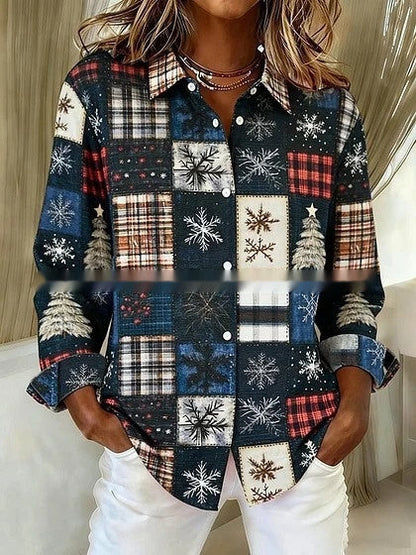 Plaid Colorblock Sophie Laurie Long Sleeve Blouse