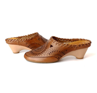 Vintage Leather Mid-Heel Sandals by Sophie Laurie