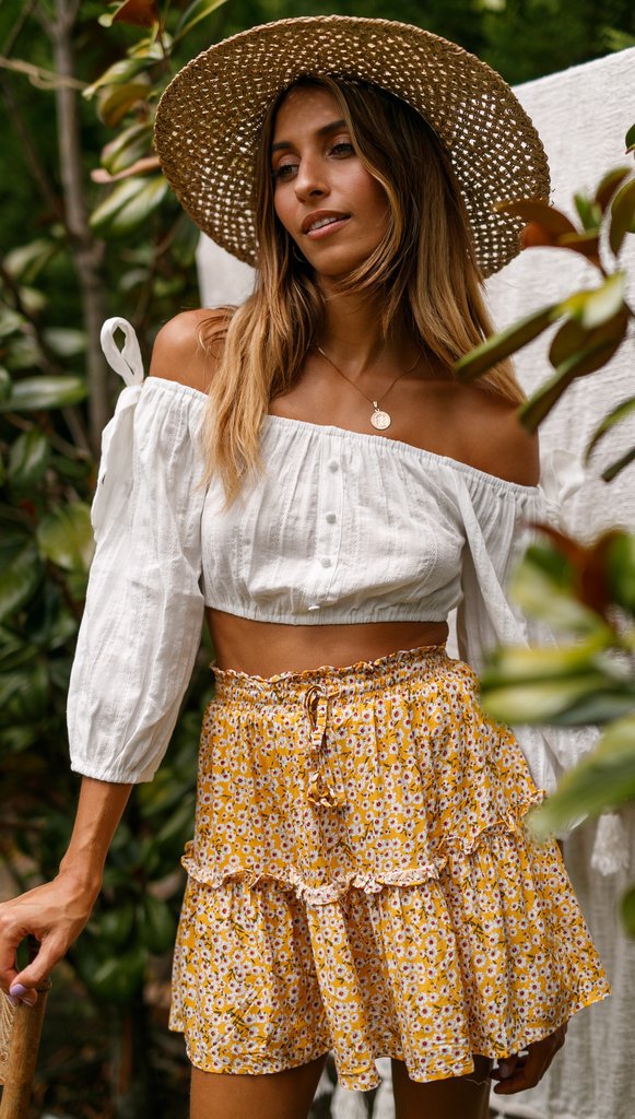 Floral Ruffle High Waist Skirt by Sophie Laurie