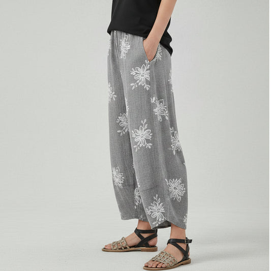Floral Cotton Wide-Leg Pants by Sophie Laurie