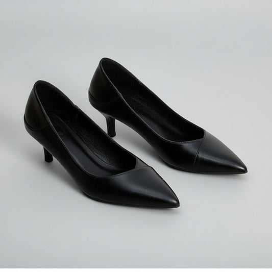 Elegant Black Sheepskin Heels by Sophie Laurie
