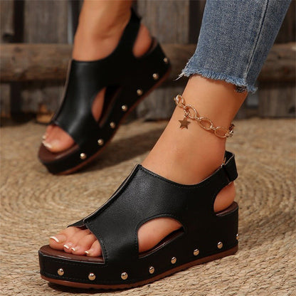 Chic Platform Peep Toe Sandals by Sophie Laurie