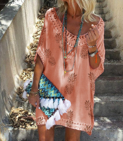 Chic Lace Print Dress Sophie Laurie Summer V-Neck