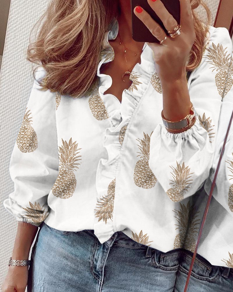 Chic Ruffled Long Sleeve Blouse by Sophie Laurie