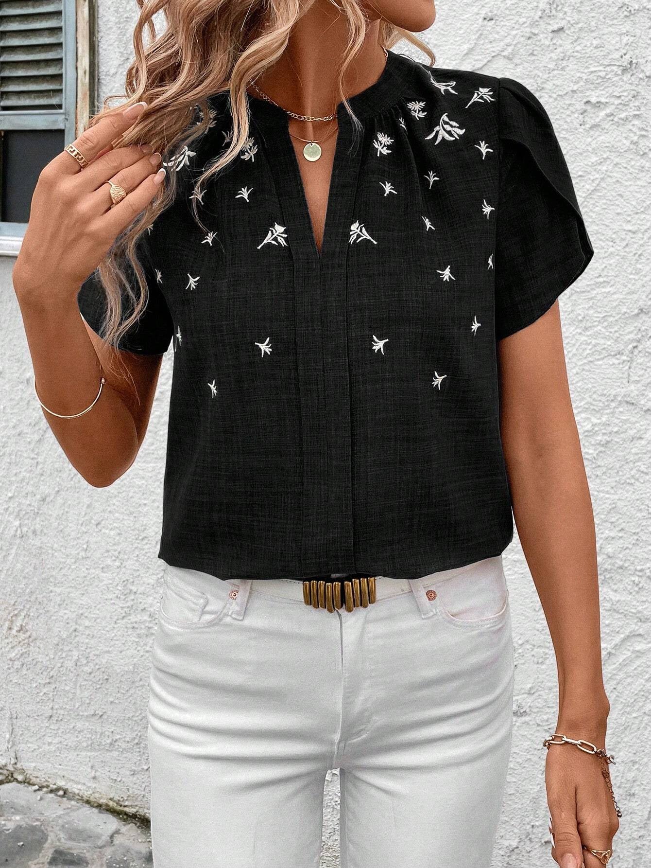 Chic Printed Blouse Sophie Laurie Shoulder Pleat Top