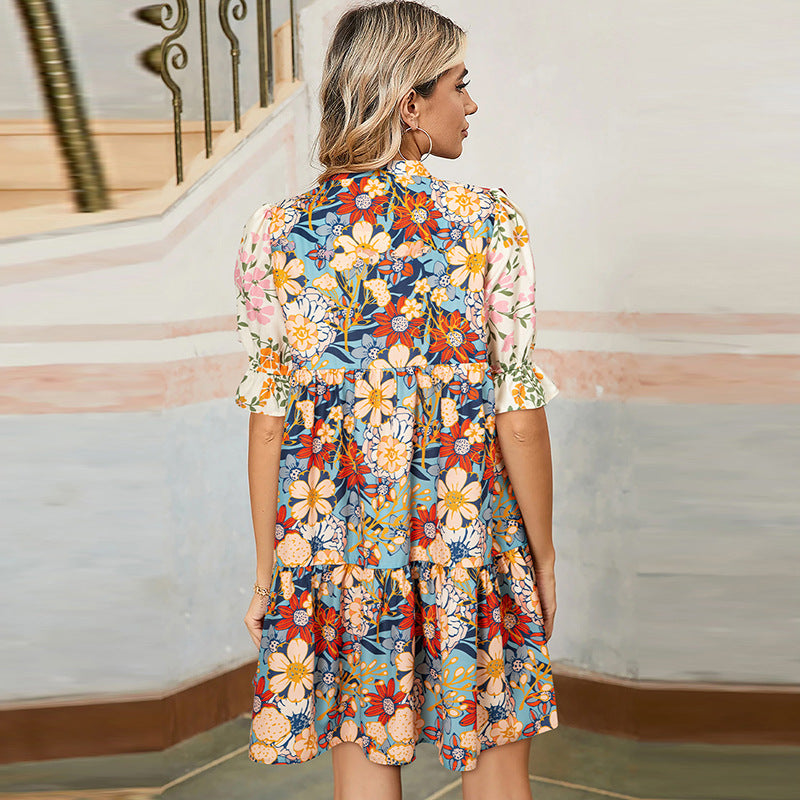 Floral V-Neck A-Line Dress by Sophie Laurie
