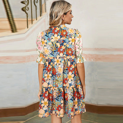 Floral V-Neck A-Line Dress by Sophie Laurie
