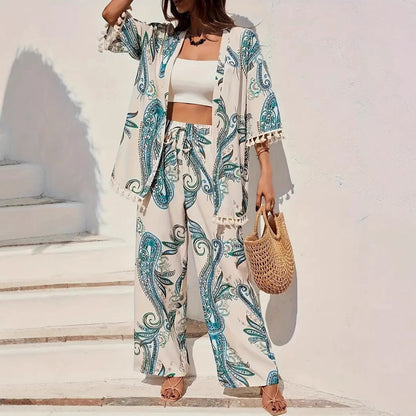 Chic Printed Sophie Laurie Cardigan Pants Set