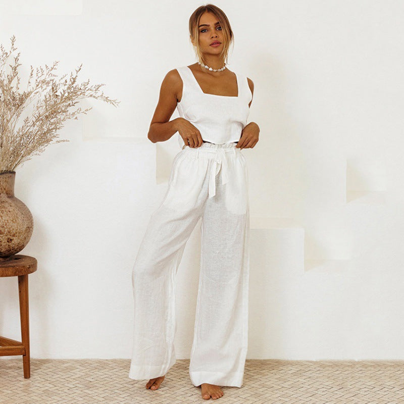 Relaxed Cotton Linen Vest Set by Sophie Laurie