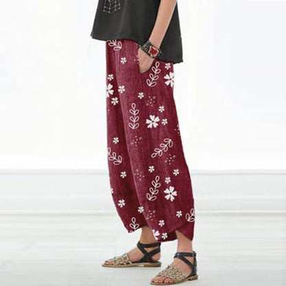 Floral Cotton Wide-Leg Pants by Sophie Laurie