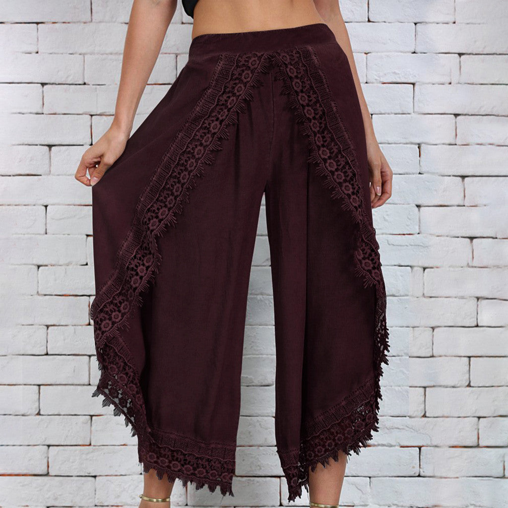 Elegant Wide-Leg Lace Pants by Sophie Laurie