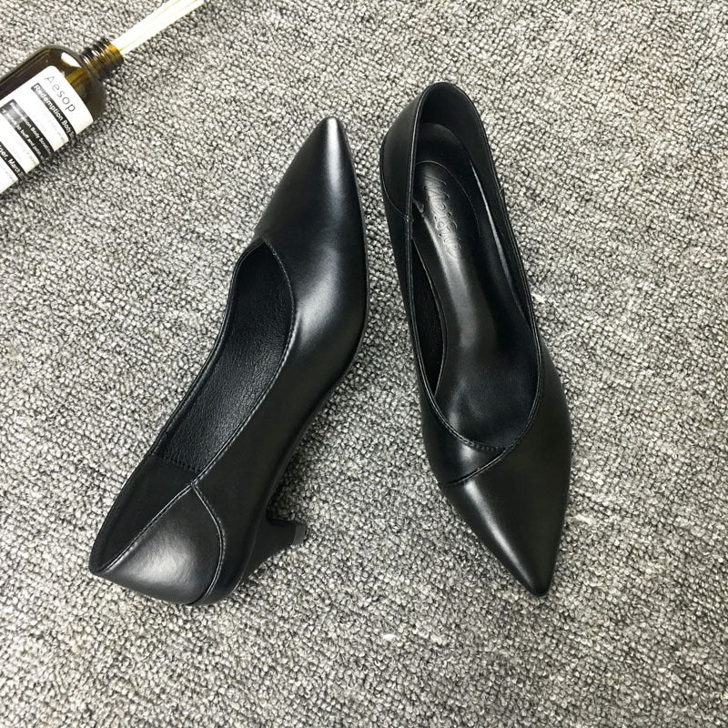 Elegant Black Sheepskin Heels by Sophie Laurie