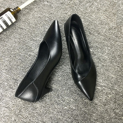 Elegant Black Sheepskin Heels by Sophie Laurie