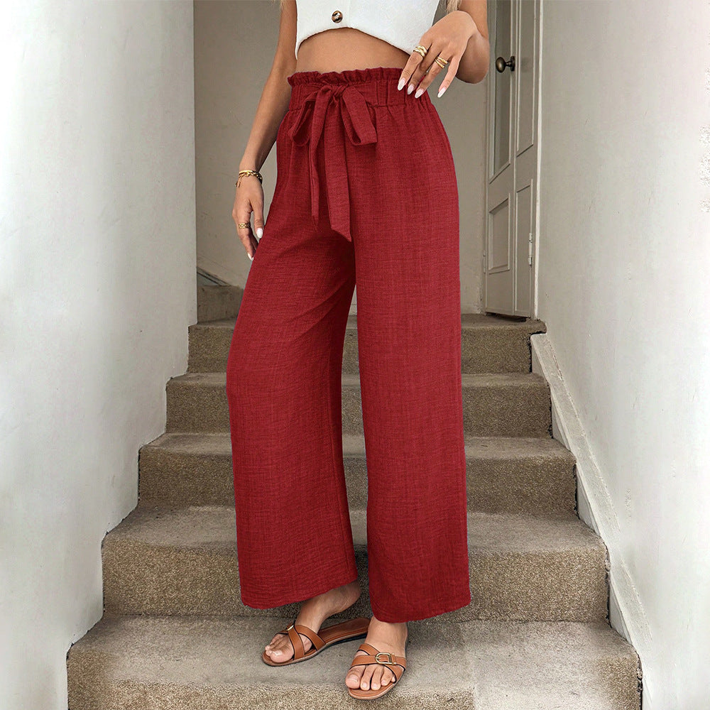 Red Wide-Leg Sophie Laurie Drawstring Pants