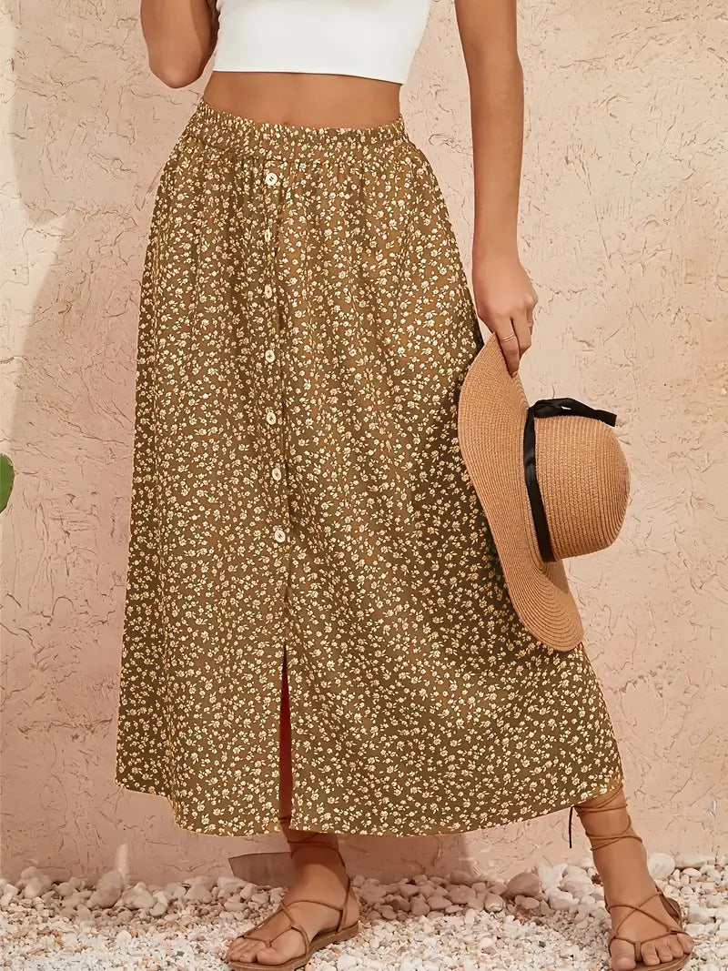 Pastoral Floral A-Line Skirt by Sophie Laurie