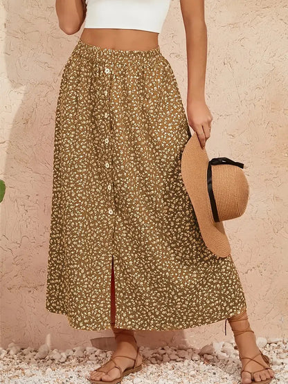 Pastoral Floral A-Line Skirt by Sophie Laurie