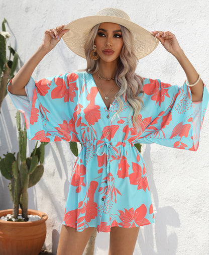 Leaf Print Summer Dress by Sophie Laurie