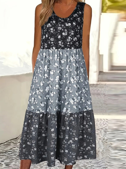 Floral Tiered Sophie Laurie Casual Vest Dress