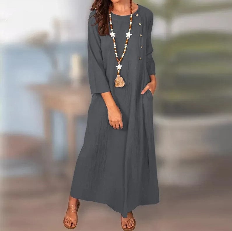 Vintage Linen Long Sleeve Dress by Sophie Laurie