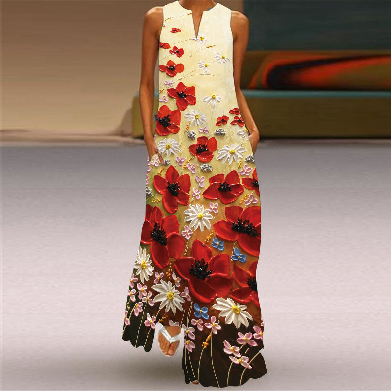 Vibrant Printed Maxi Dress Sophie Laurie Sleeveless