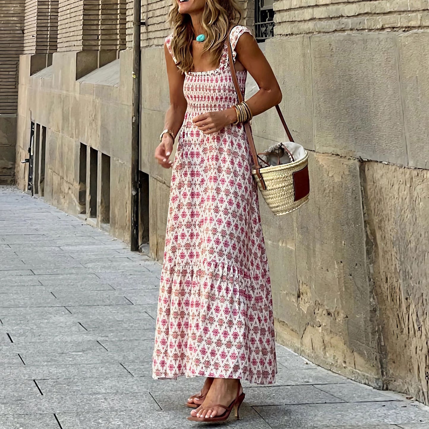 Elegant Floral Strap Dress by Sophie Laurie