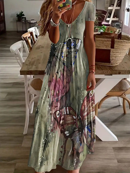 Bohemian Butterfly Print Sophie Laurie Maxi Dress