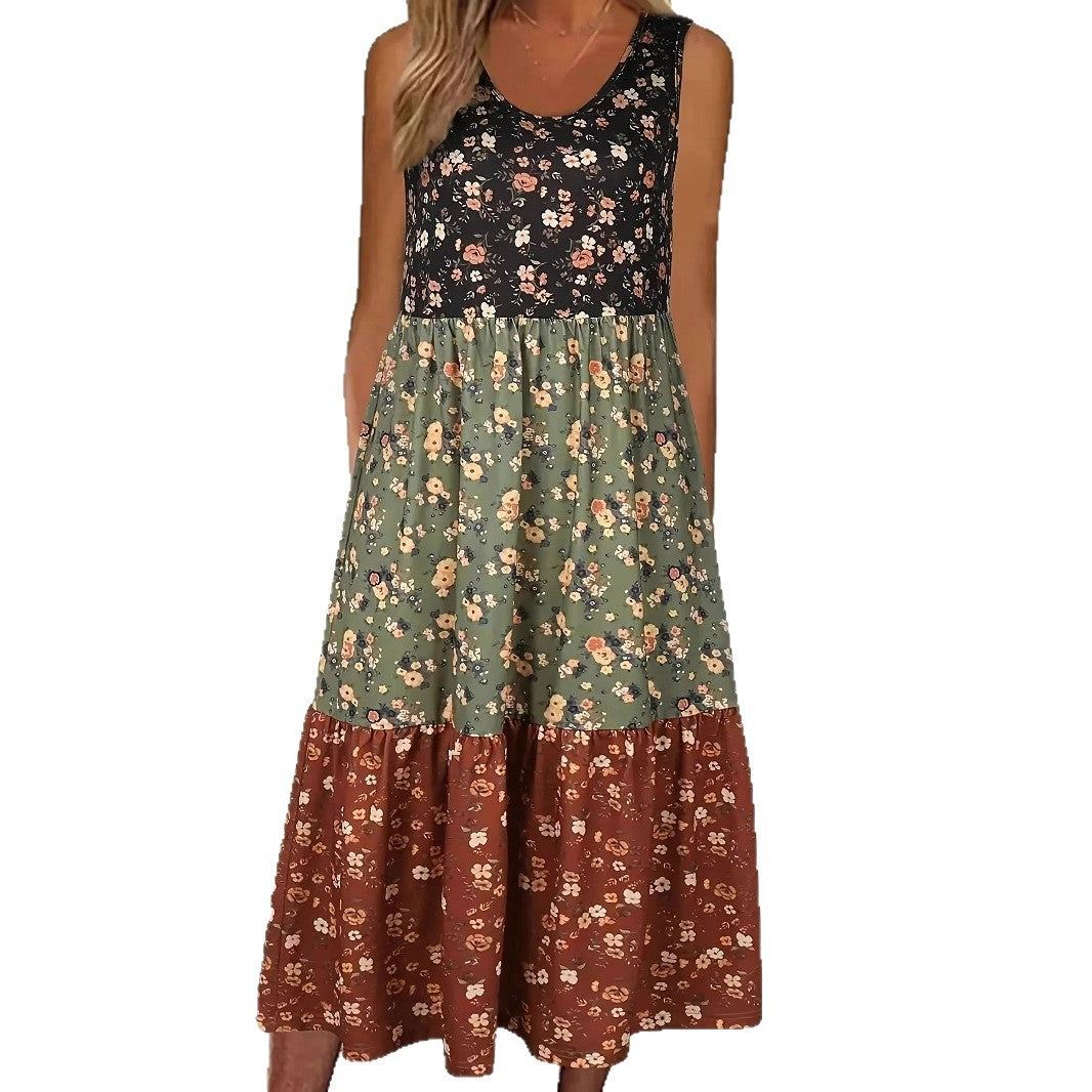 Floral Tiered Sophie Laurie Casual Vest Dress
