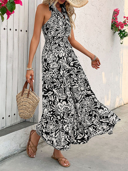 Elegant Floral Halter Dress by Sophie Laurie