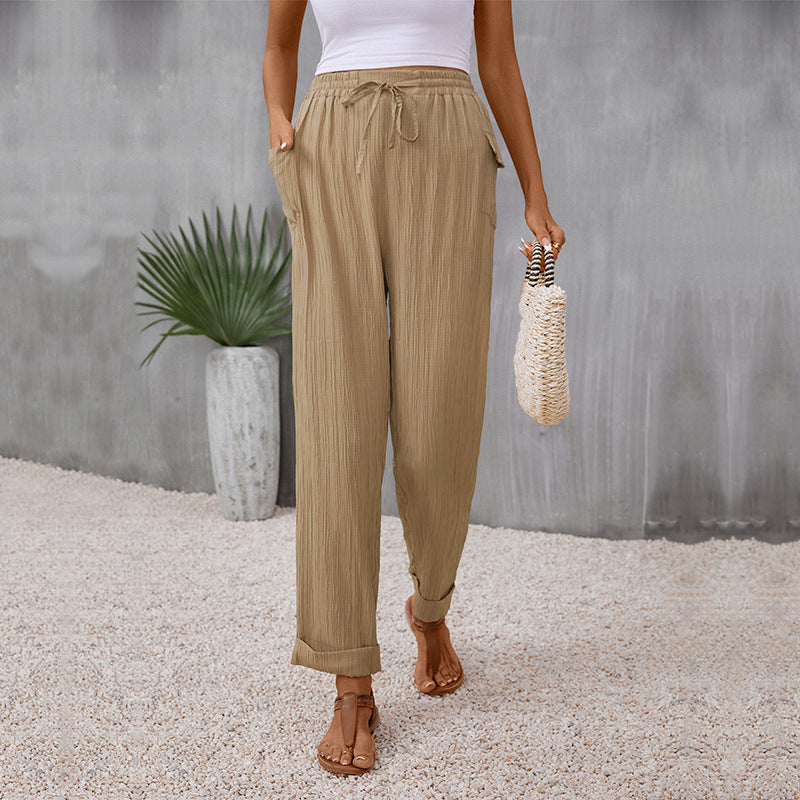 Pleated Khaki Straight Pants Sophie Laurie