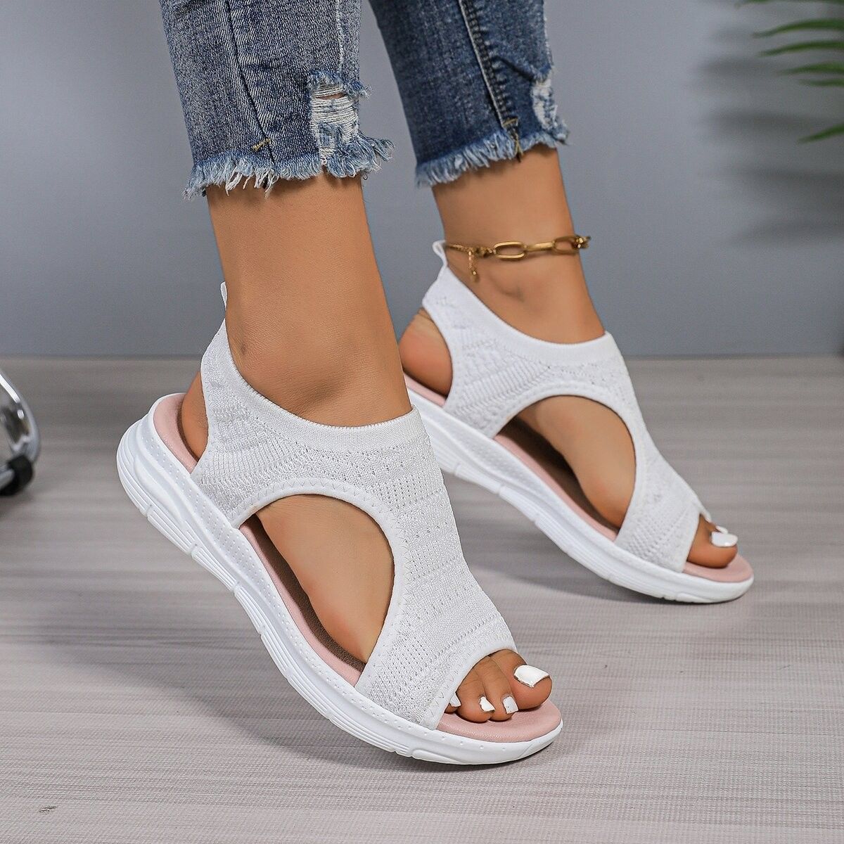 Breathable Flyknit Sandals by Sophie Laurie
