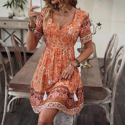 Boho Floral Sophie Laurie Summer A-Line Dress